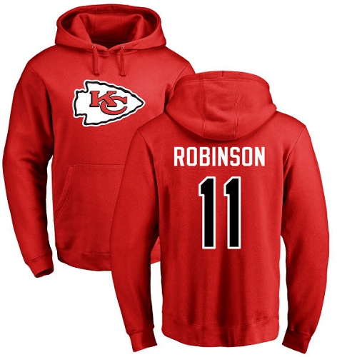 Men Kansas City Chiefs 11 Robinson Demarcus Red Name and Number Logo Pullover Hoodie